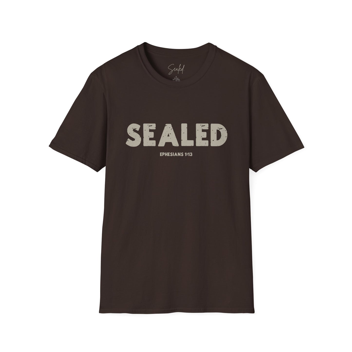 SEALED EPHESIANS 1:13 MENS SOFTSTYLE TEE (FRONT DESIGN)