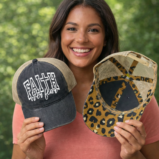 Faith Over Fear Ponytail Hat | Christian Faith Hat for Women