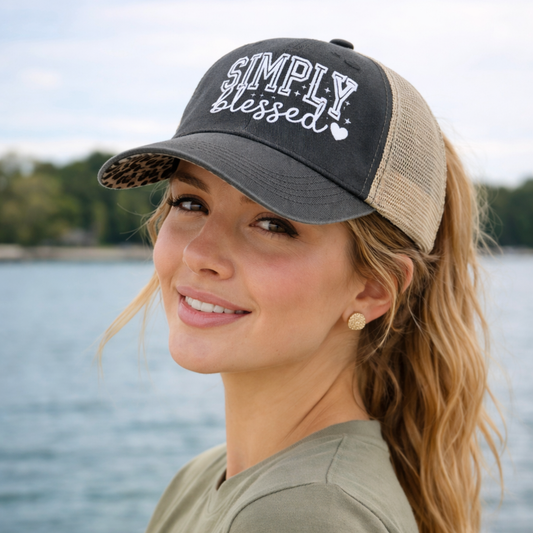 SIMPLY BLESSED PONYTAIL HAT