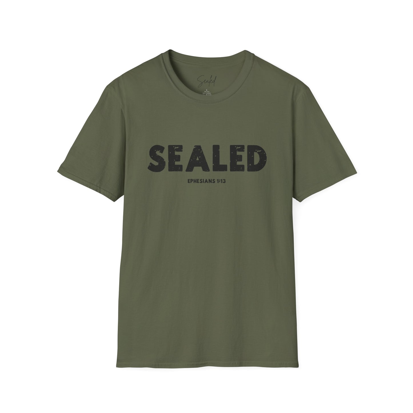 SEALED EPHESIANS 1:13 MENS SOFTSTYLE TEE (FRONT DESIGN)